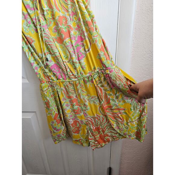 Lilly Pulitzer x Target Yellow Printed Sleeveless Challis Romper Size L - Picture 3 of 4